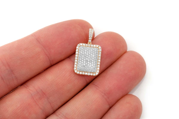 Pillow Double Layer Diamond Pendant 14k Solid Gold 0.65ctw