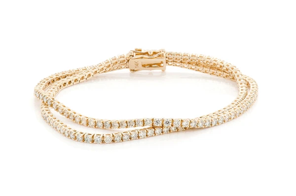 3pt Two Row Prong Set Diamond Tennis Bracelet 14k Solid Gold 4.75ctw