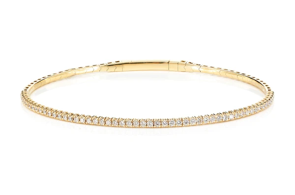 Prong Set Diamond Flex Tennis Bangle Bracelet 14k Solid Gold 0.70ctw