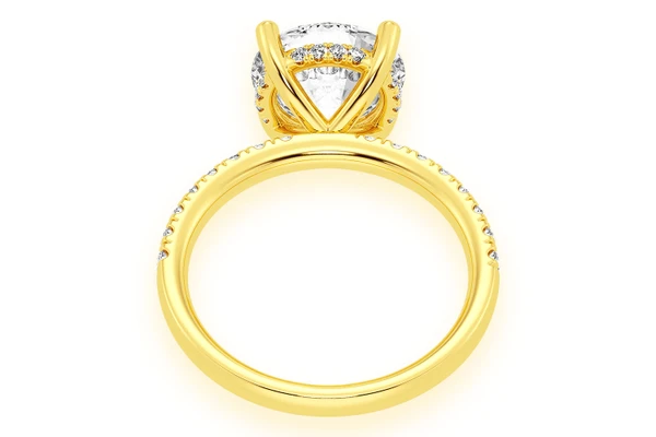 Thinn - 3.00ct Round Solitaire - One Row Under Halo - Diamond Engagement Ring - All Natural Vs Diamonds