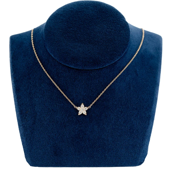 Diamond Star Necklace Attached 14k Solid Gold 0.39ctw