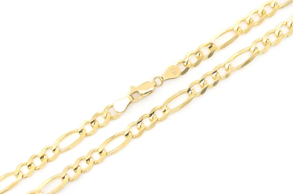 6MM Figaro Chain 14k Solid Gold 