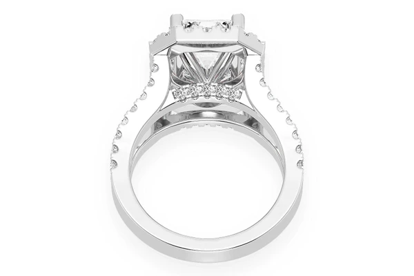 Sphinx - 3.00ct Emerald Solitaire - Two Row Split - Diamond Engagement Ring - All Natural Vs Diamonds