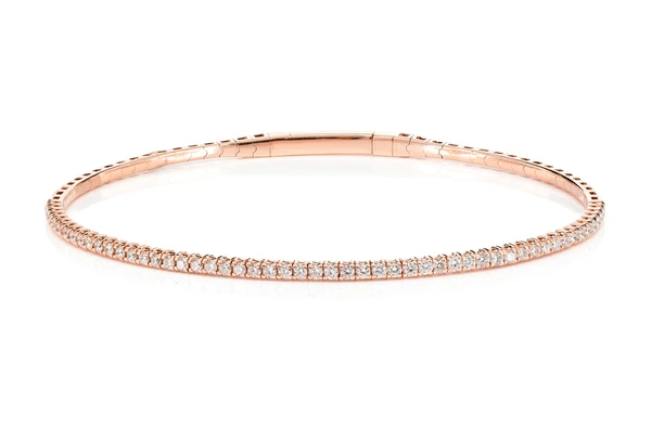 Prong Set Diamond Flex Tennis Bangle Bracelet 14k Solid Gold 0.70ctw