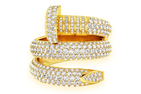 Nail Wrap Diamond Ring 14k Solid Gold 3.00ctw