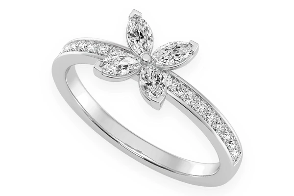 Marquise Flower Diamond Ring 14k Solid Gold 0.35ctw