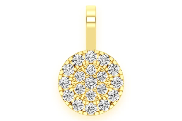 Round Two Tier Halo Diamond Pendant 14k Solid Gold 1.00ctw