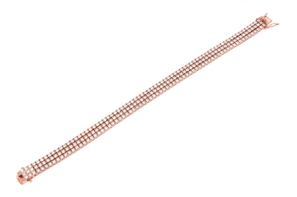 6pt Three Row Prong Set Diamond Tennis Bracelet 14k Solid Gold 12.75ctw