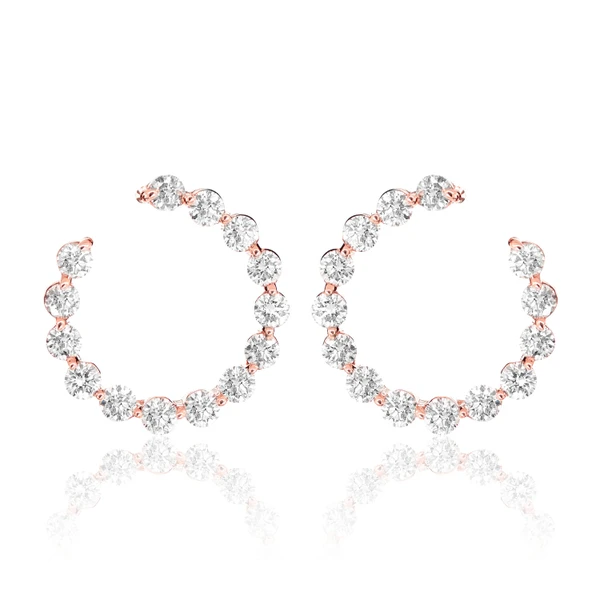 Diamond Circle Stud Earrings 14k Solid Gold 1.80ctw 