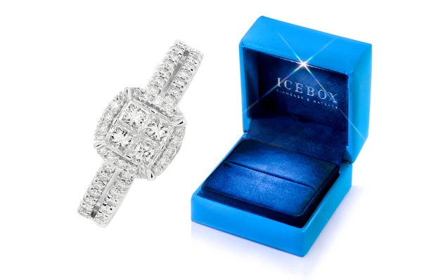 Quad Halo Split Deluxe - Diamond Engagement Ring - All Natural