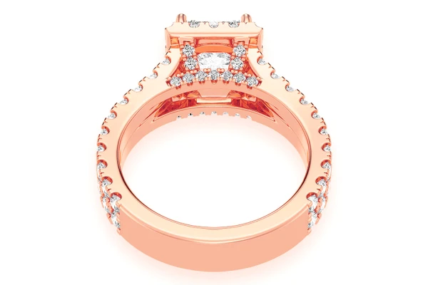 Sphinx - 1.00ct Princess Solitaire - Two Row Split Scallop - Diamond Engagement Ring - All Natural Vs Diamonds