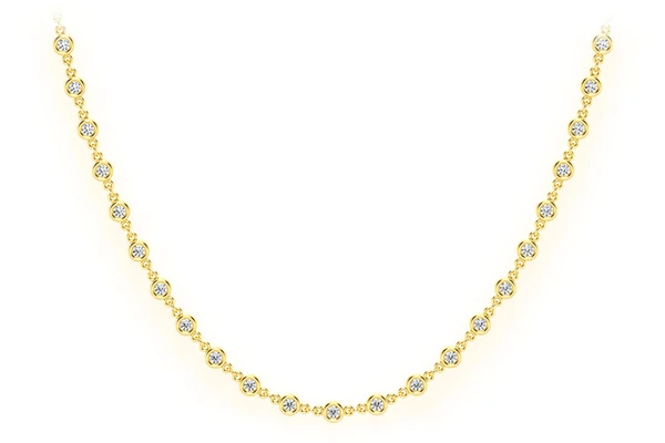 Eternity Round Bezel Set Diamond Necklace 14k Solid Gold 2.66ctw