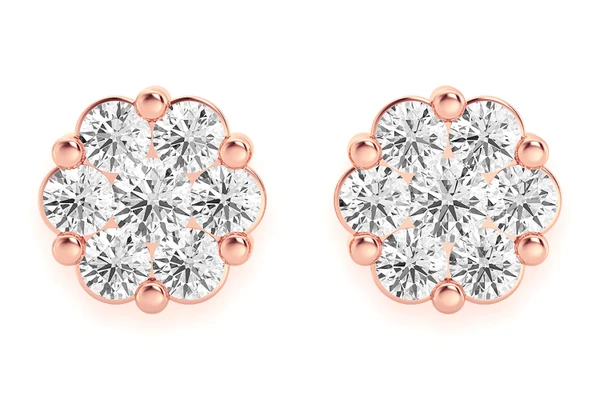 4.00ctw Flower Stud Diamond Earrings 14k Solid Gold