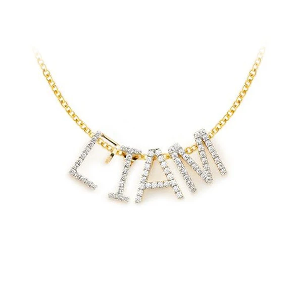 Letters & Numbers Diamond Pendant 14k Solid Gold .10ctw