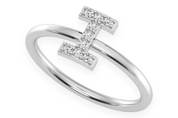 Alphabet Any Letter Diamond Ring 14k Solid Gold 0.05ctw