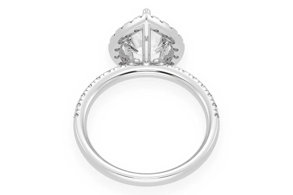 Thav - 1.50ct Pear Solitaire - Scallop Halo One Row - Diamond Engagement Ring - All Natural