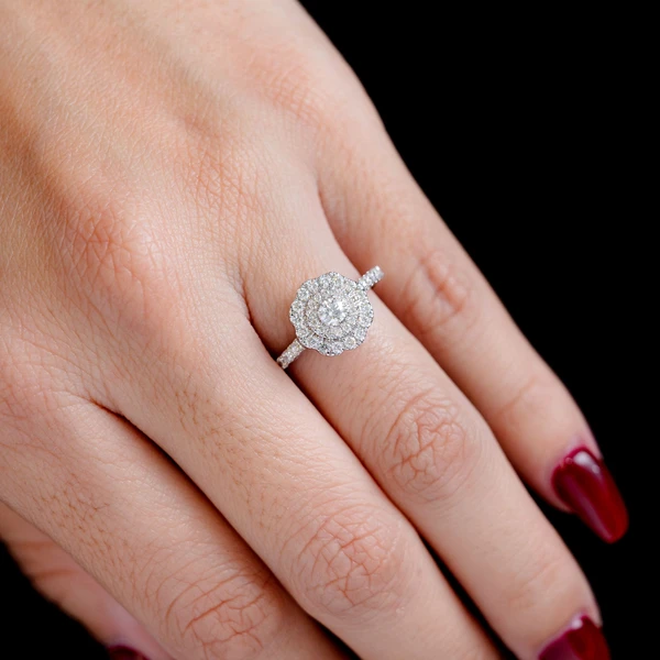 0.35ctw Bezel Center Triangle Side - Diamond Engagement Ring - All Natural 