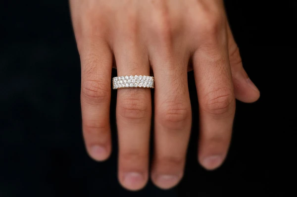 3 Row Diamond Band 14k Solid Gold 2.20ctw