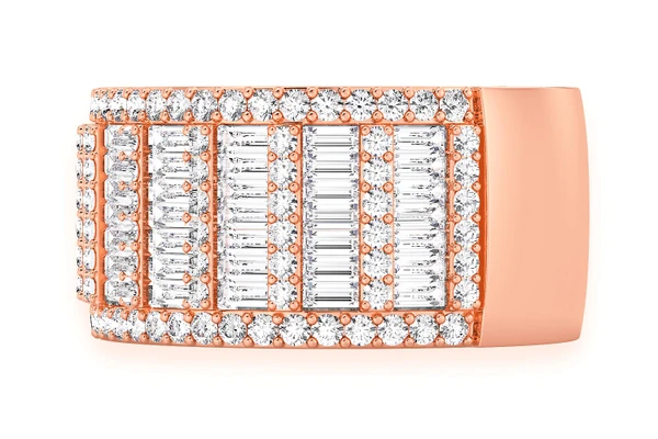 Super Baguette & Round Diamond Band 14k Solid Gold 2.75ctw 