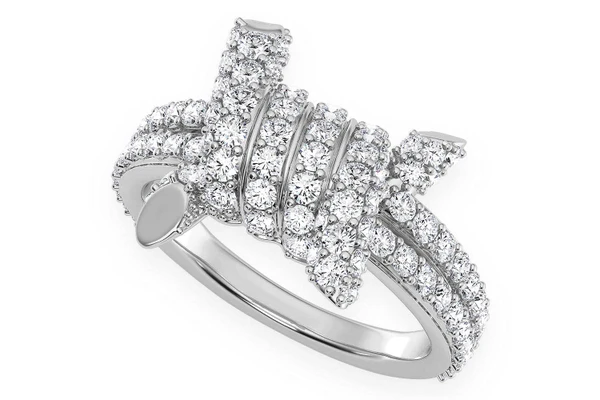 Barbed Wire Diamond Ring 14k Solid Gold 1.70ctw