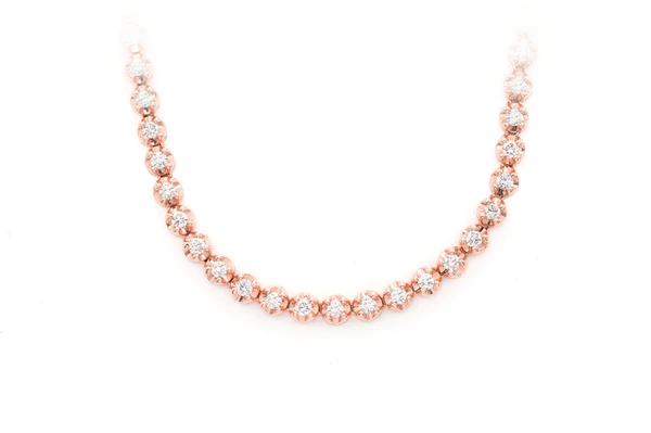 2pt Crown Set Diamond Necklace 14k Solid Gold 3.75ctw