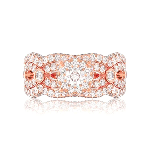 Cluster Bezel 4 Row Diamond Engagement Ring- All Natural - 1.75ctw 