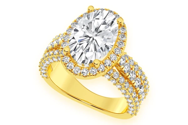 Tripp - 3.00ct Oval Solitaire - Three Row - Diamond Engagement Ring - All Natural Vs Diamonds