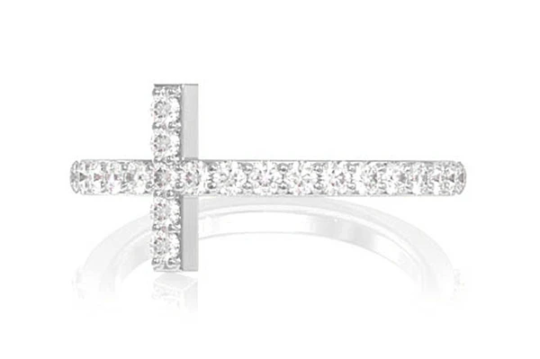 Cross Diamond Ring 14k Solid Gold 0.50ctw
