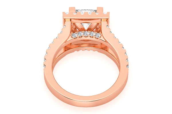 Sphinx - 2.00ct Princess Cut Solitaire - Split Shank Halo - Diamond Engagement Ring - All Natural