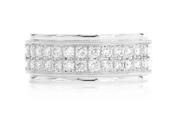 2 Row Milgrain Diamond Band 14k Solid Gold 1.00ctw