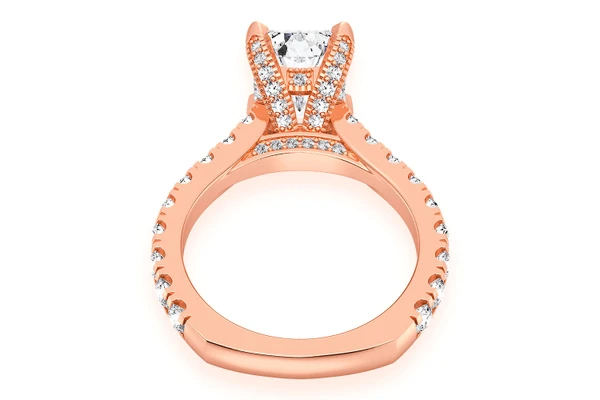 Thinn - Emerald Cut One Row Under Halo Diamond Ring 14k Solid Gold 3.00ctw