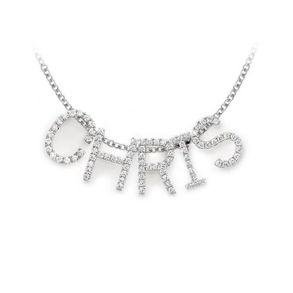 Letters & Numbers Diamond Pendant 14k Solid Gold .10ctw
