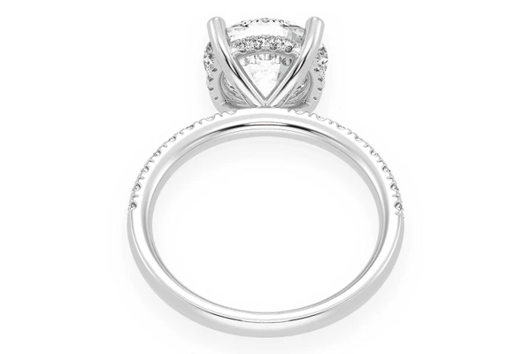 Thinn - 3.00ct Round Solitaire - One Row Under Halo - Diamond Engagement Ring - All Natural Vs Diamonds