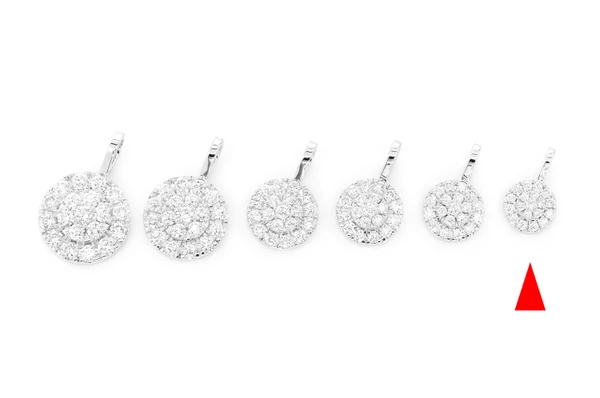 Round Two Tier Halo Diamond Pendant 14k Solid Gold 0.55ctw