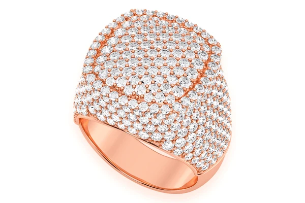 Square Signet Diamond Ring 14k Solid Gold 5.25ctw