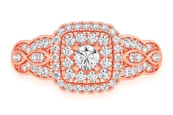 0.50ctw Three Layer Square Halo - Diamond Engagement Ring - All Natural