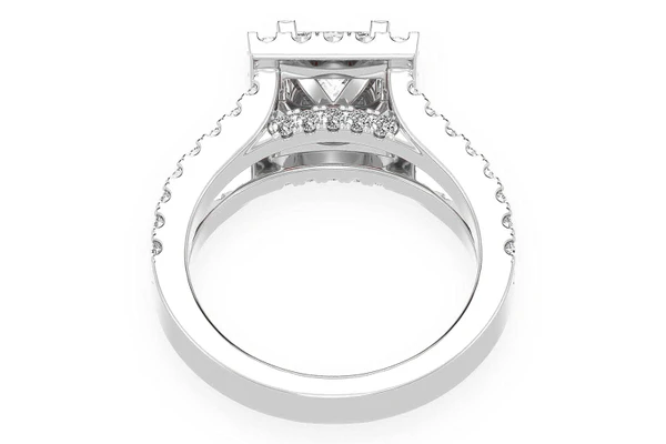 1.00ct Princess Solitaire - Two Row Split - Diamond Engagement Ring - All Natural Vs Diamonds