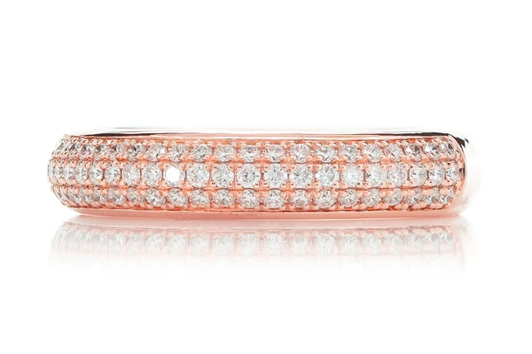 Three Row Bubbly Diamond Band Ring 14k Solid Gold 0.33ctw 