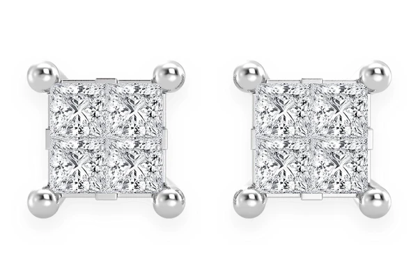 1.00ctw Quad Stud Diamond Earrings 14k Solid Gold 