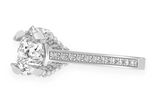 2.00ct Pear Solitaire -deluxe One Row Scallop - Diamond Engagement Ring - All Natural