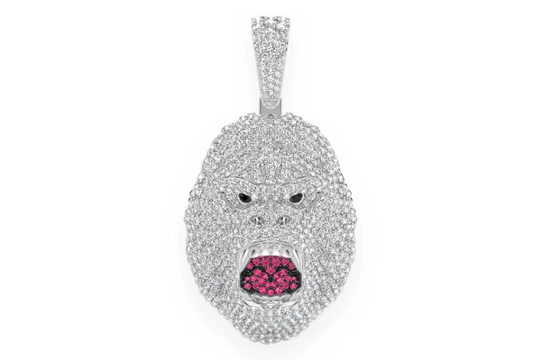 Gorilla Diamond Pendant 14k Solid Gold 4.50ctw