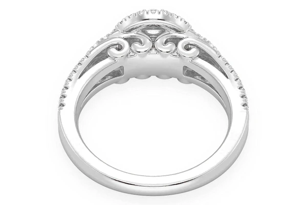 0.75ctw - Round Two Tier Halo - Diamond Engagement Ring - All Natural