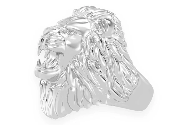 Plain Lion Head Ring 14k Solid Gold 