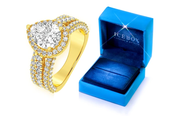 2.00ct Pear Solitaire - Three Row - Diamond Engagement Ring - All Natural