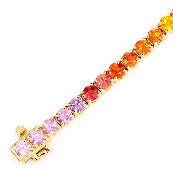 Rainbow Sapphire Bracelet 14k Solid Gold 7.30ctw 