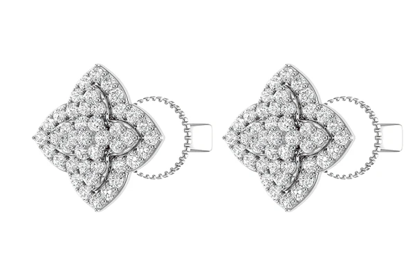 Layered 4 Point Star Diamond Studs 14k Solid Gold 0.45ctw