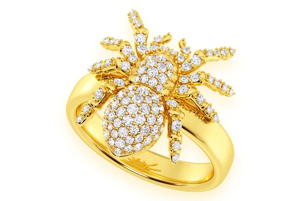 Spider Diamond Ring 14k Solid Gold 0.60ctw