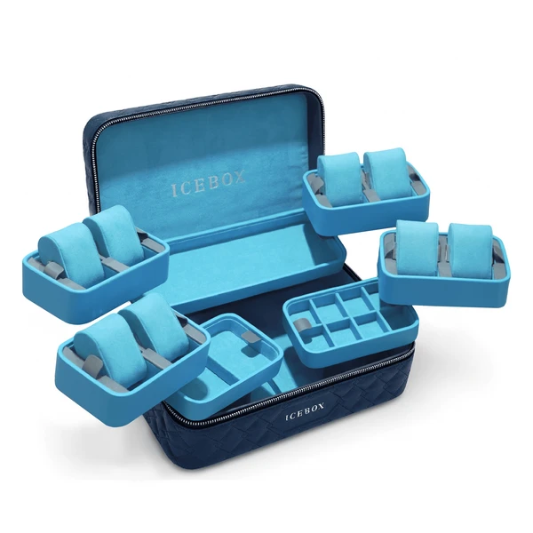 Icebox Leather World Traveler Watch Case - 8 Watches