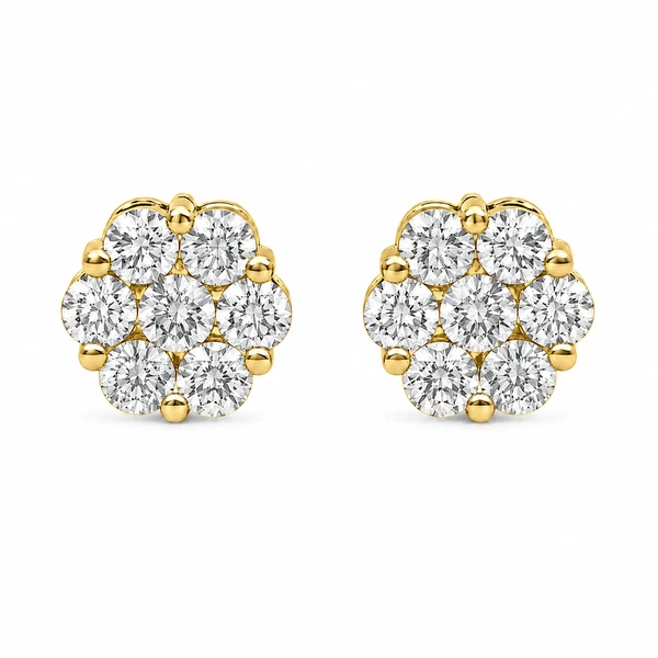 Flower Stud Earrings 14k   2.00ctw