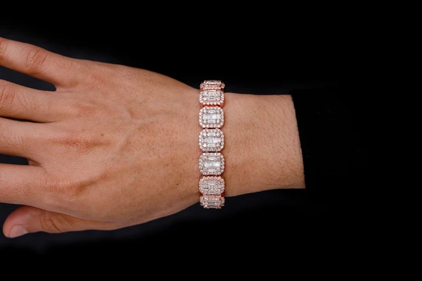 Icebox - Baguette Raised Rectangular Link Bracelet 14k 19.00ctw